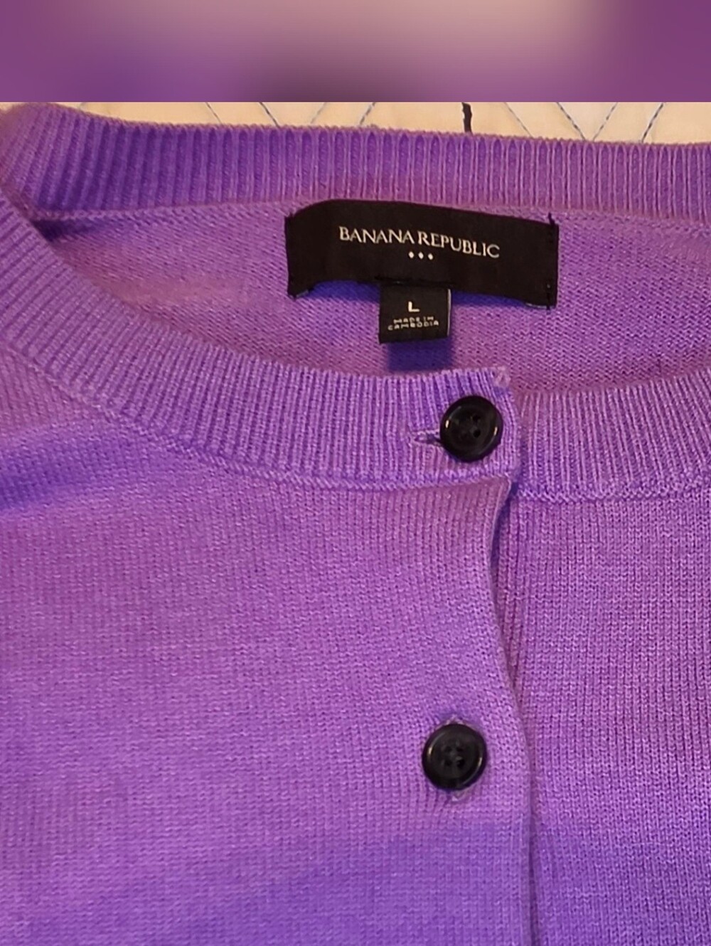 Banana Republic Purple Cardigan Sweater Women's L Soft Lightweight Button Front - Picture 2 of 4